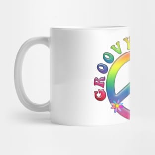 Tie Dye GROOVY GRANNY Peace Symbol with Flowers Mug